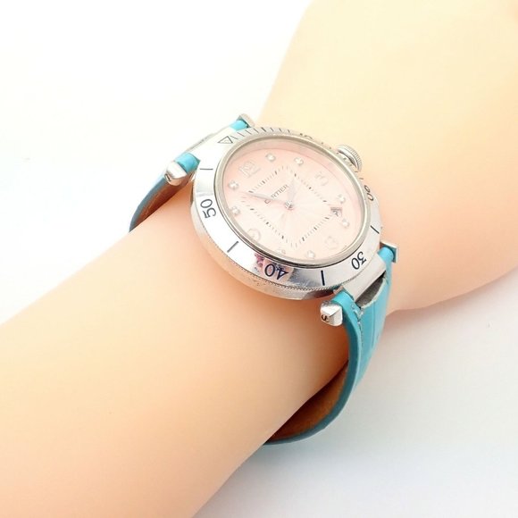 Authentic! Cartier 18k White Gold Pasha Pink Dial Miami Diamond Automatic Watch - Picture 8 of 12